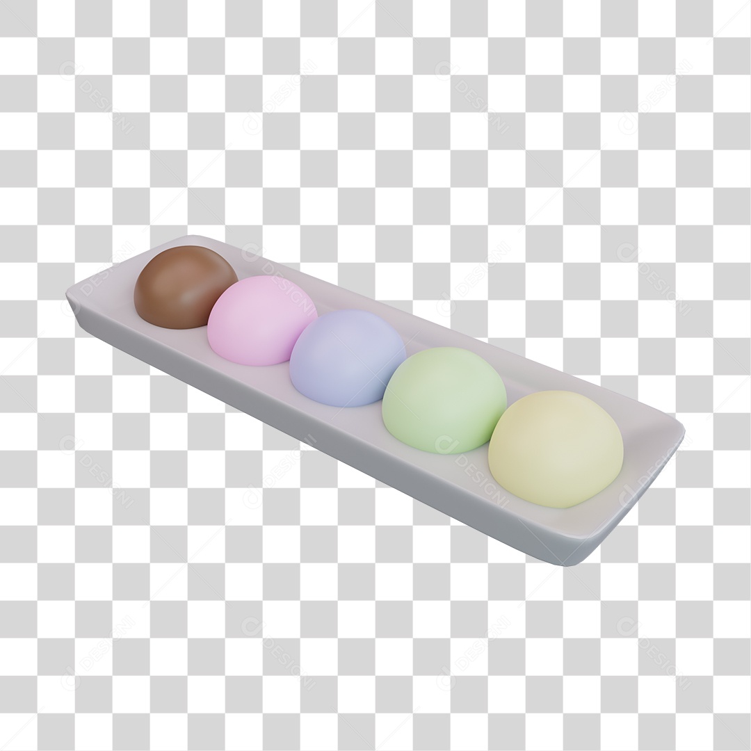 Mochi Comida Japonesa Elemento 3D PNG Transparente