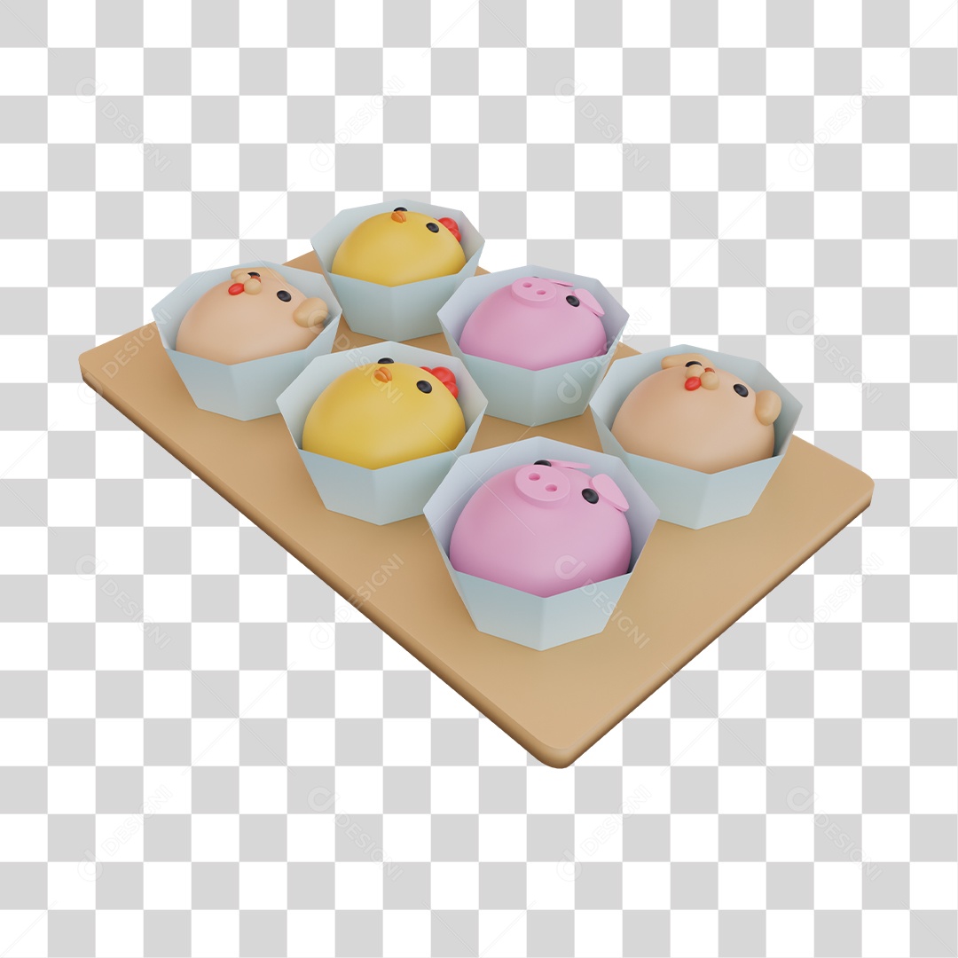 Doces  Com Formato De Animais 3D PNG Transparente