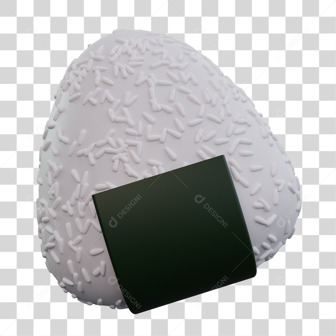 Onigiri Comida Japonesa Elemento 3D PNG Transparente