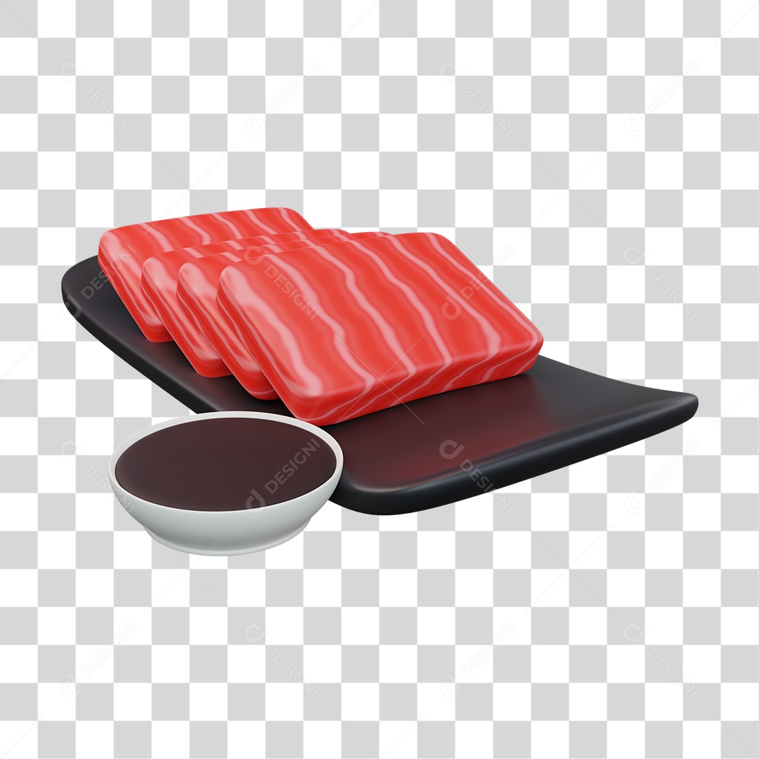 Sashimi Comida Japonesa Elemento 3D PNG Transparente