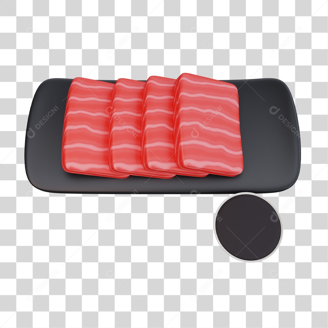 Sashimi Comida Japonesa Elemento 3D PNG Transparente