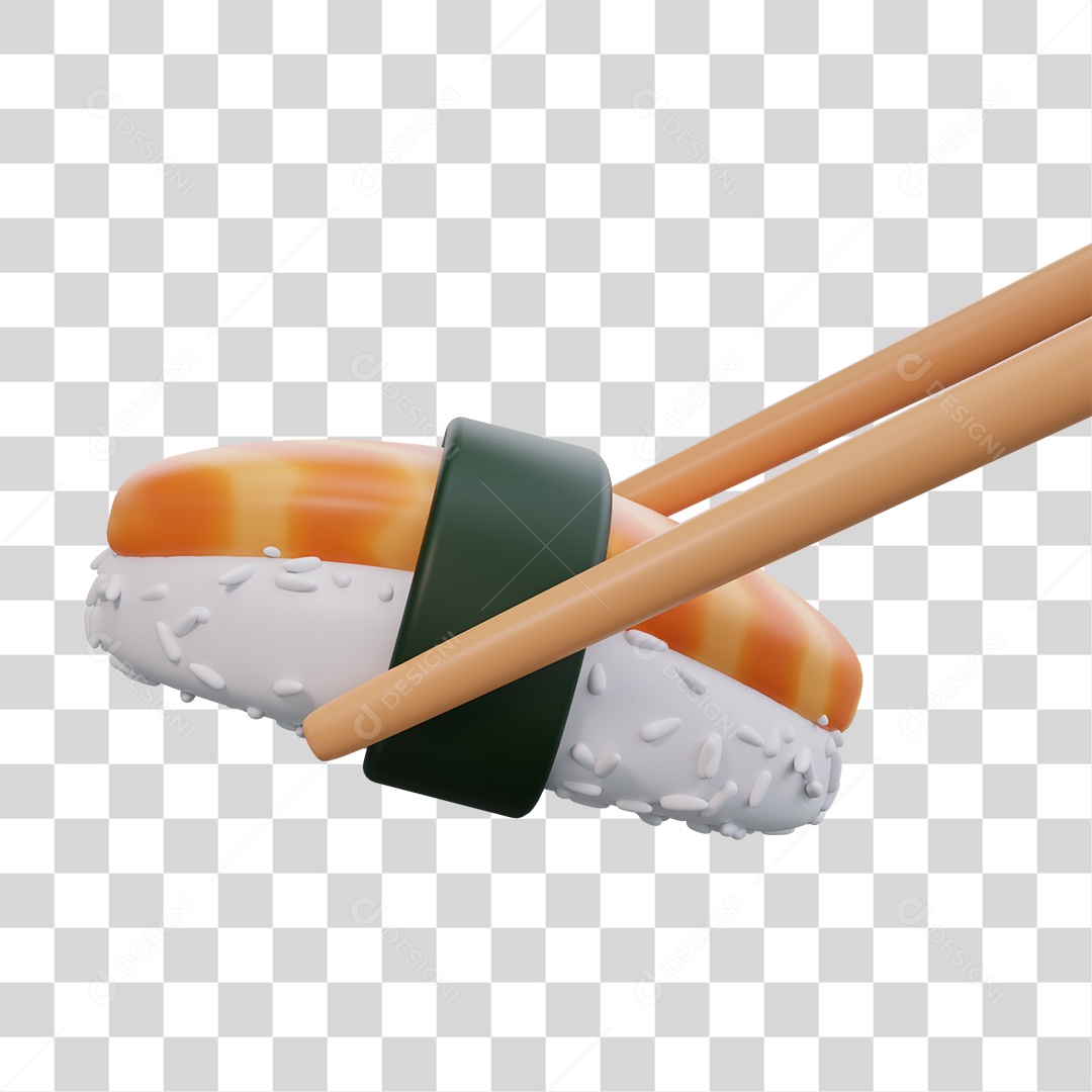 Sushi Comida Japonesa Elemento 3D PNG Transparente
