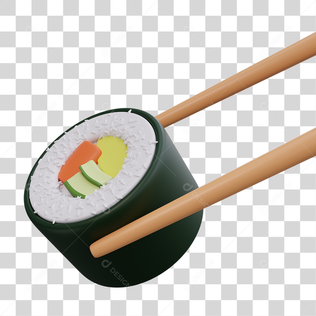 Sushi Comida Japonesa Elemento 3D PNG Transparente