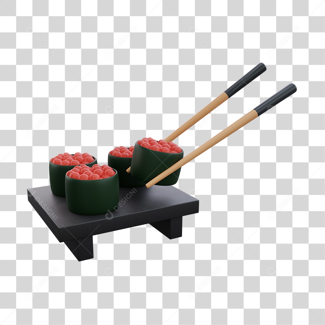 Sushi Comida Japonesa Elemento 3D PNG Transparente