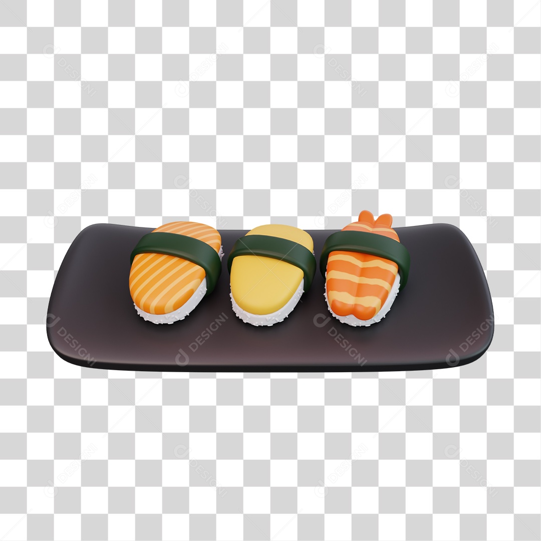 Sushi Comida Japonesa Elemento 3D PNG Transparente