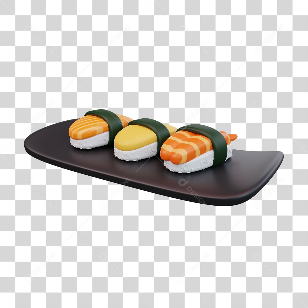 Sushi Comida Japonesa Elemento 3D PNG Transparente