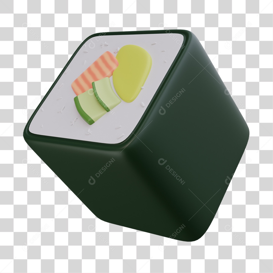 Sushi Comida Japonesa Elemento 3D PNG Transparente