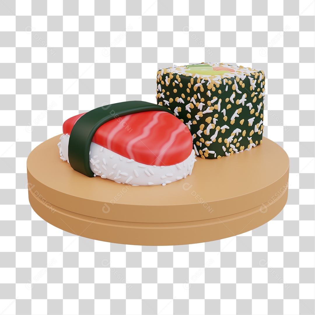 Sushi Comida Japonesa Elemento 3D PNG Transparente