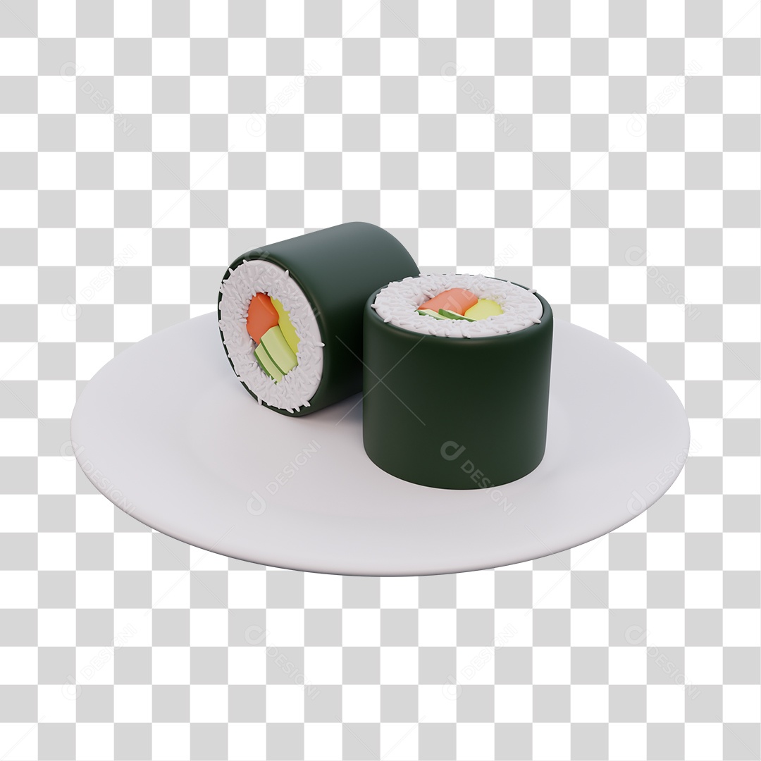 Sushi Japanese Food Transparent 3D PNG Element