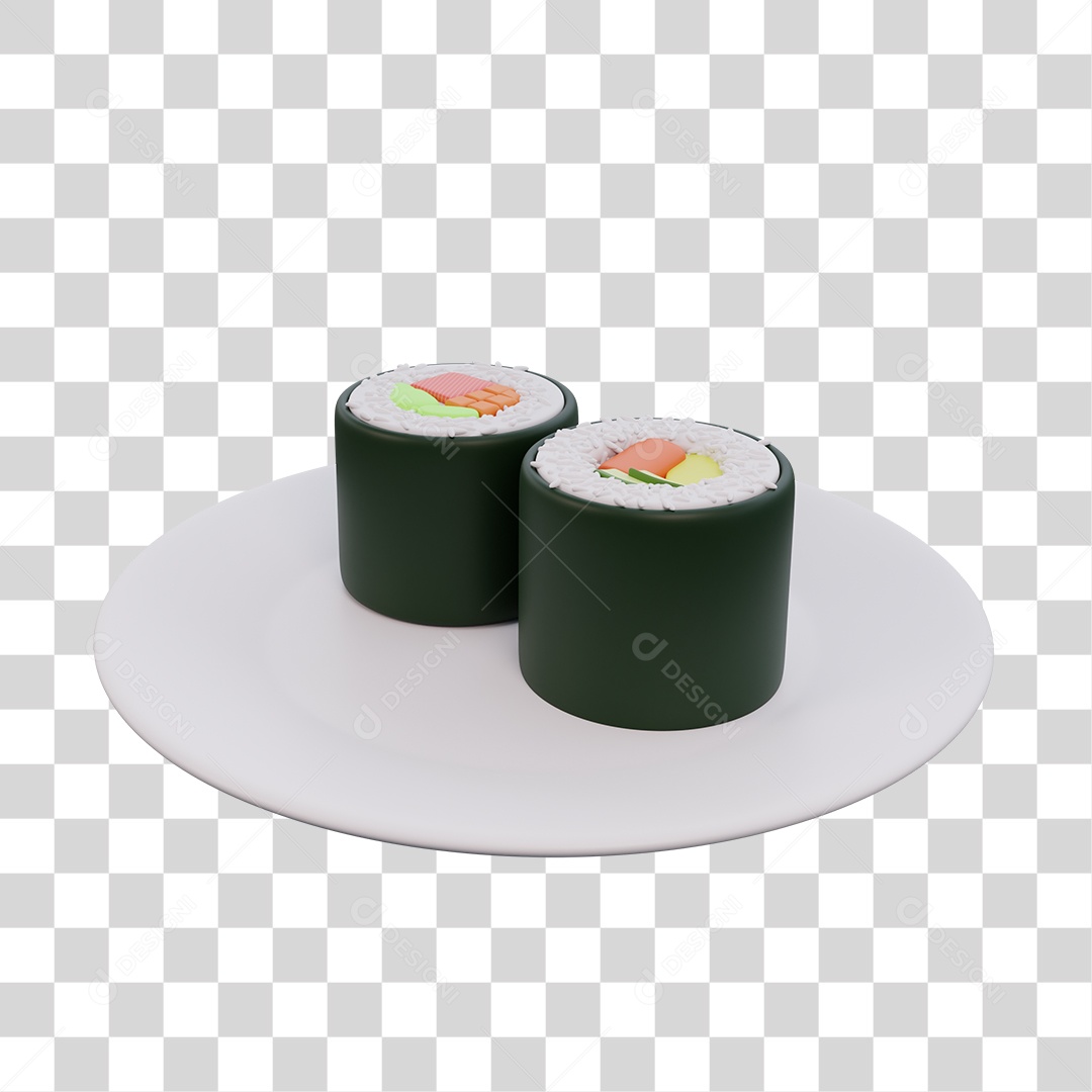 Sushi Comida Japonesa Elemento 3D PNG Transparente