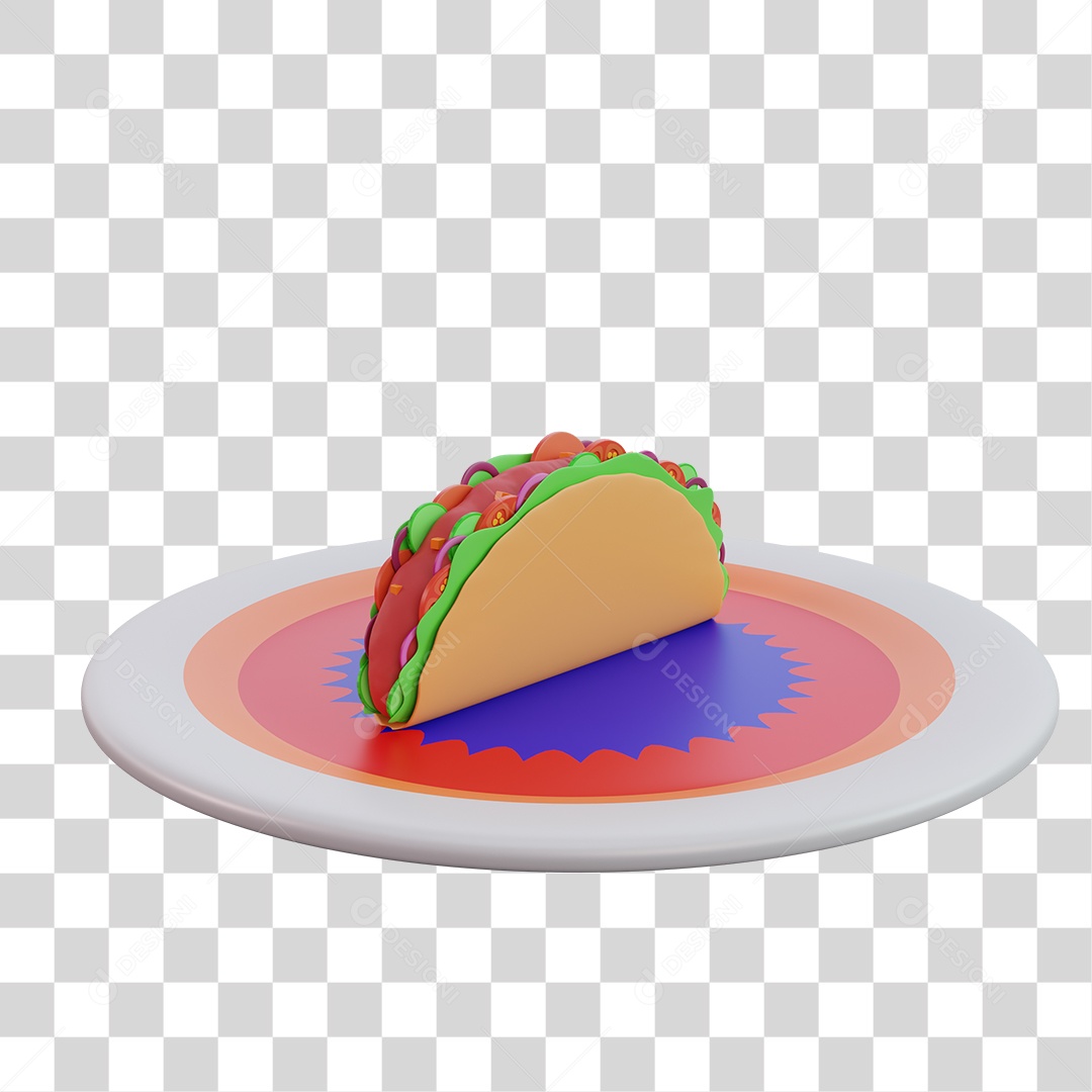 Taco Comida Japonesa Elemento 3D PNG Transparente