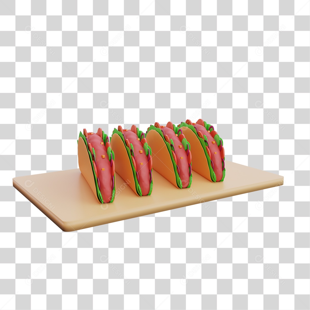 Taco Comida Mexicana Elemento 3D PNG Transparente