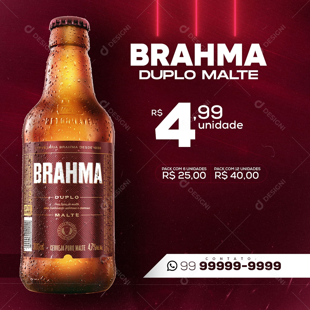 Brahma 4,99 Cerveja Social Media PSD Editável