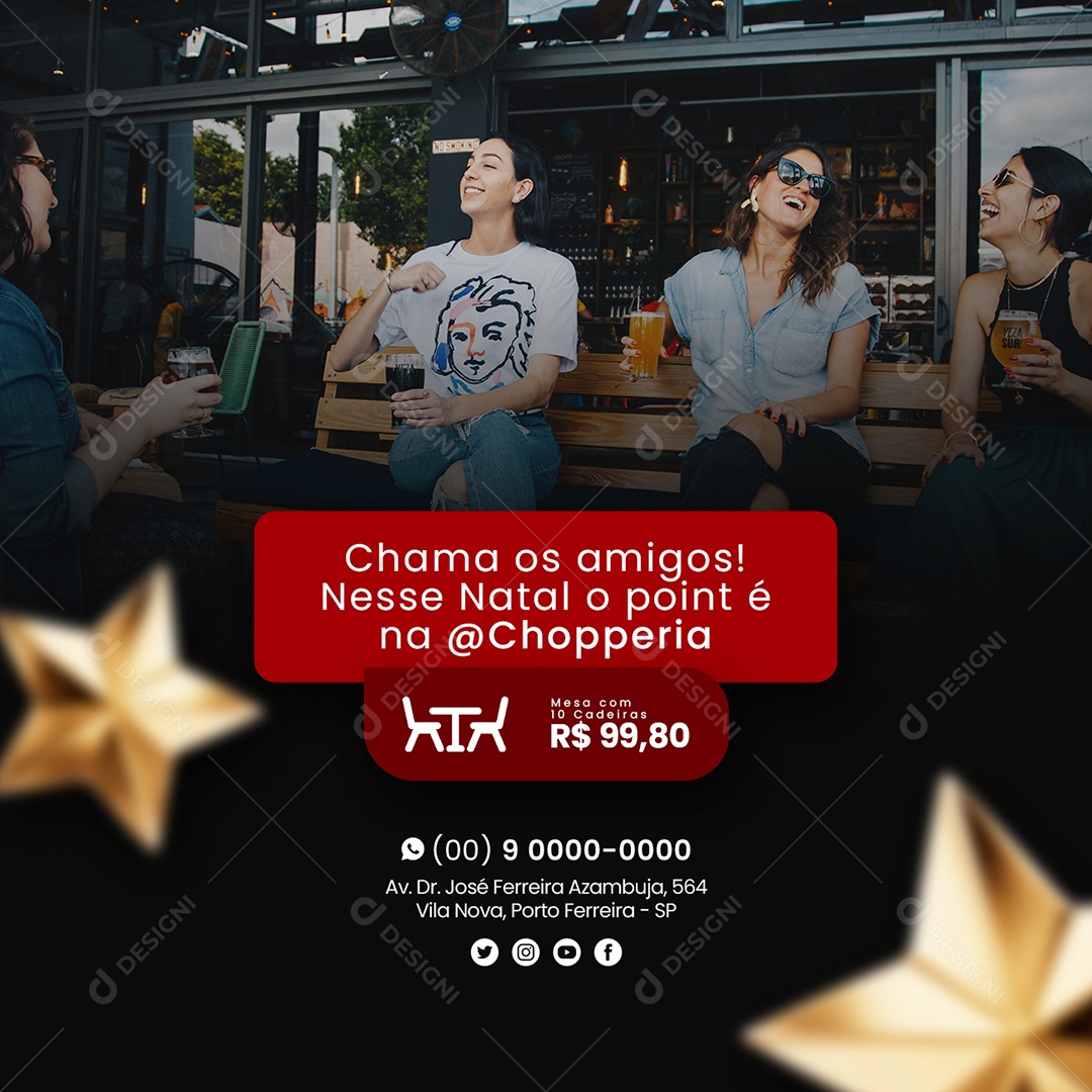 Chama os Amigos Nesse Natal o Point é na Choperia Reserva de Mesa Social Media PSD Editável