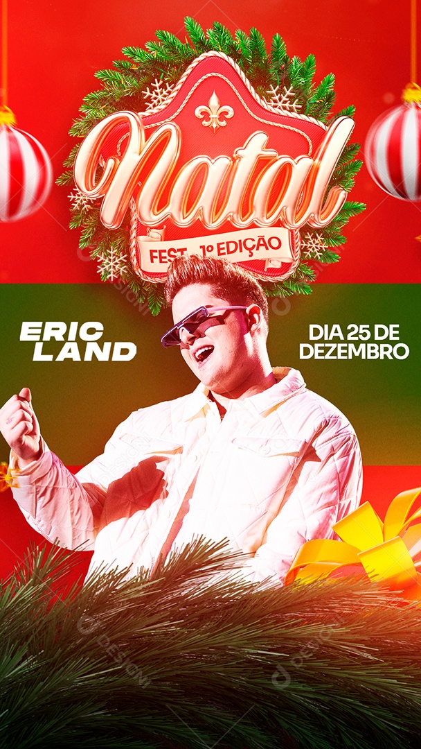 Story Natal Feste 1 Edição Eric Land Flyer Social Media PSD Editável