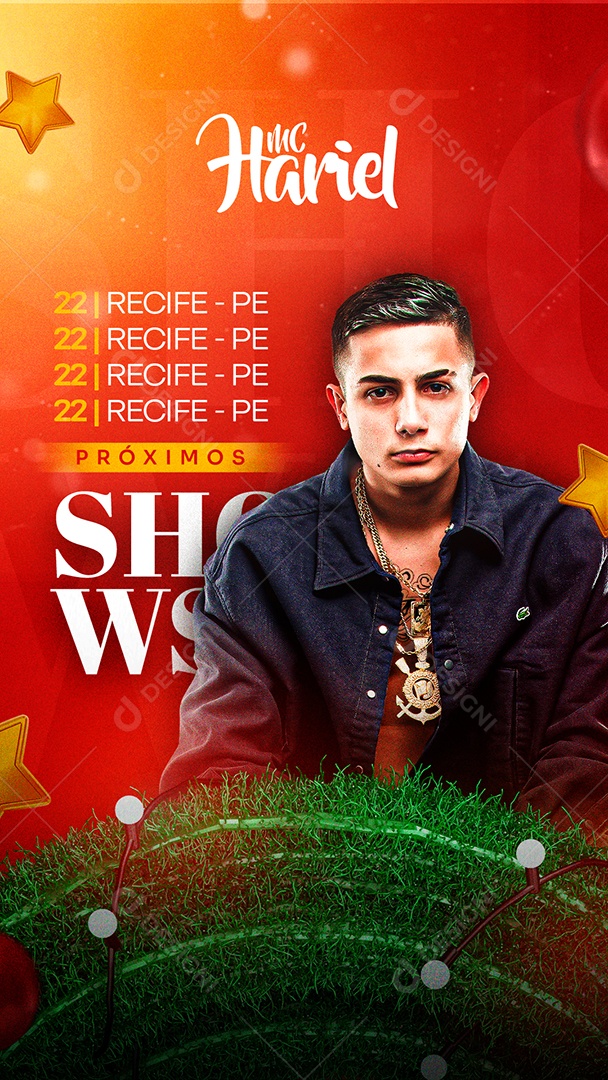 Story Próximos Shows Mc Hariel Flyer Feliz Natal Social Media PSD Editável