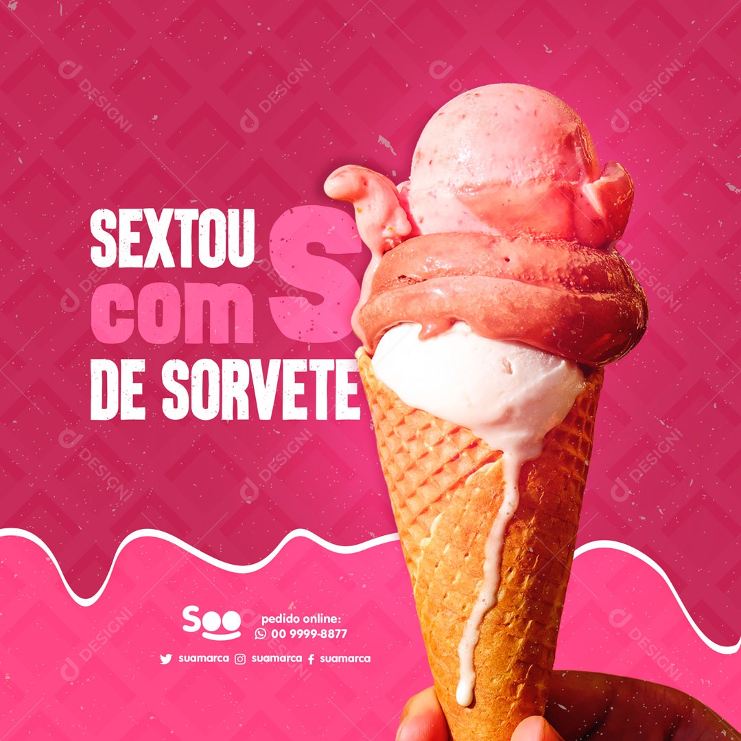 Sestou com S de Sorvete Sorveteria Social Media PSD Editável