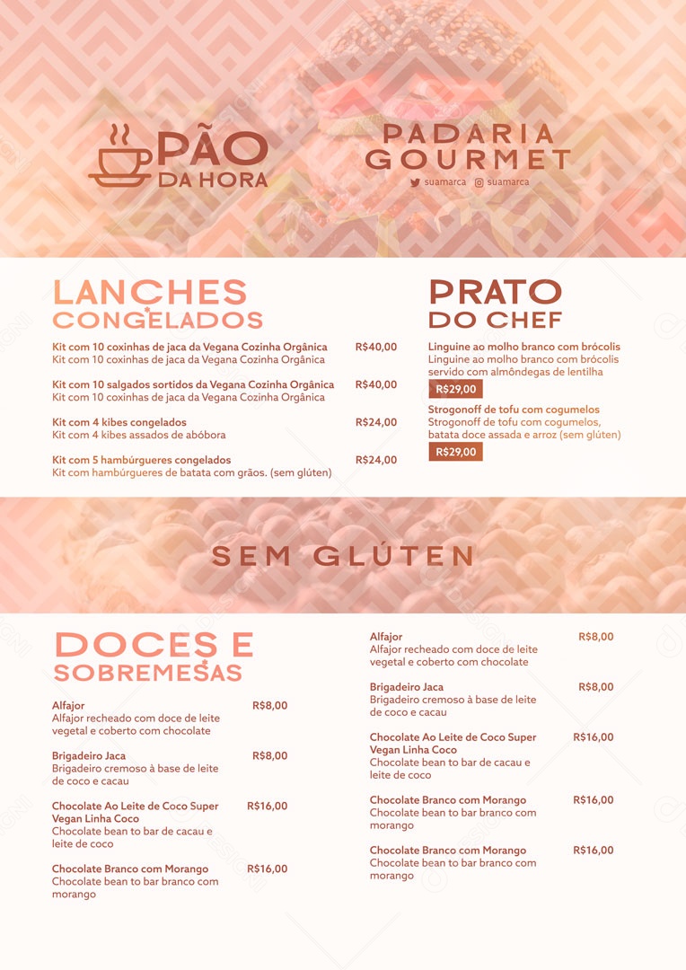 Modelo de cardápio de Padaria Gourmet Social Media PSD Editável