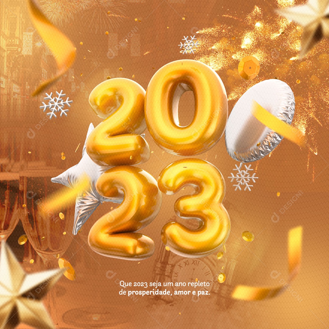 Que 2023 Seja Ano Repleto de Prosperidade, Amor e Paz Feliz Ano Novo Social Media PSD Editável