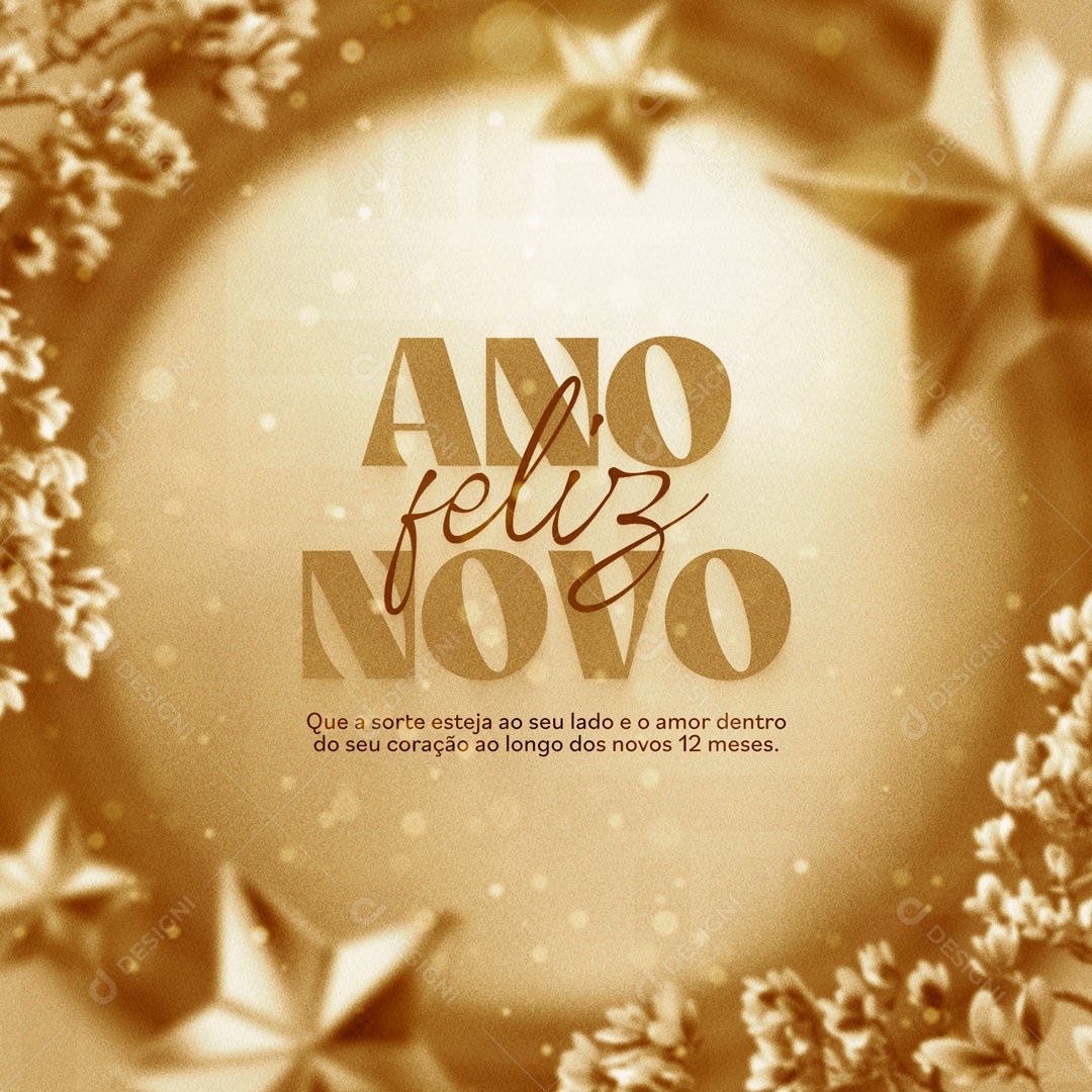 Que a Sorte Esteja do Seu Lado e o Amor Dentro do Seu Coração Feliz Ano Novo Social Media PSD Editável