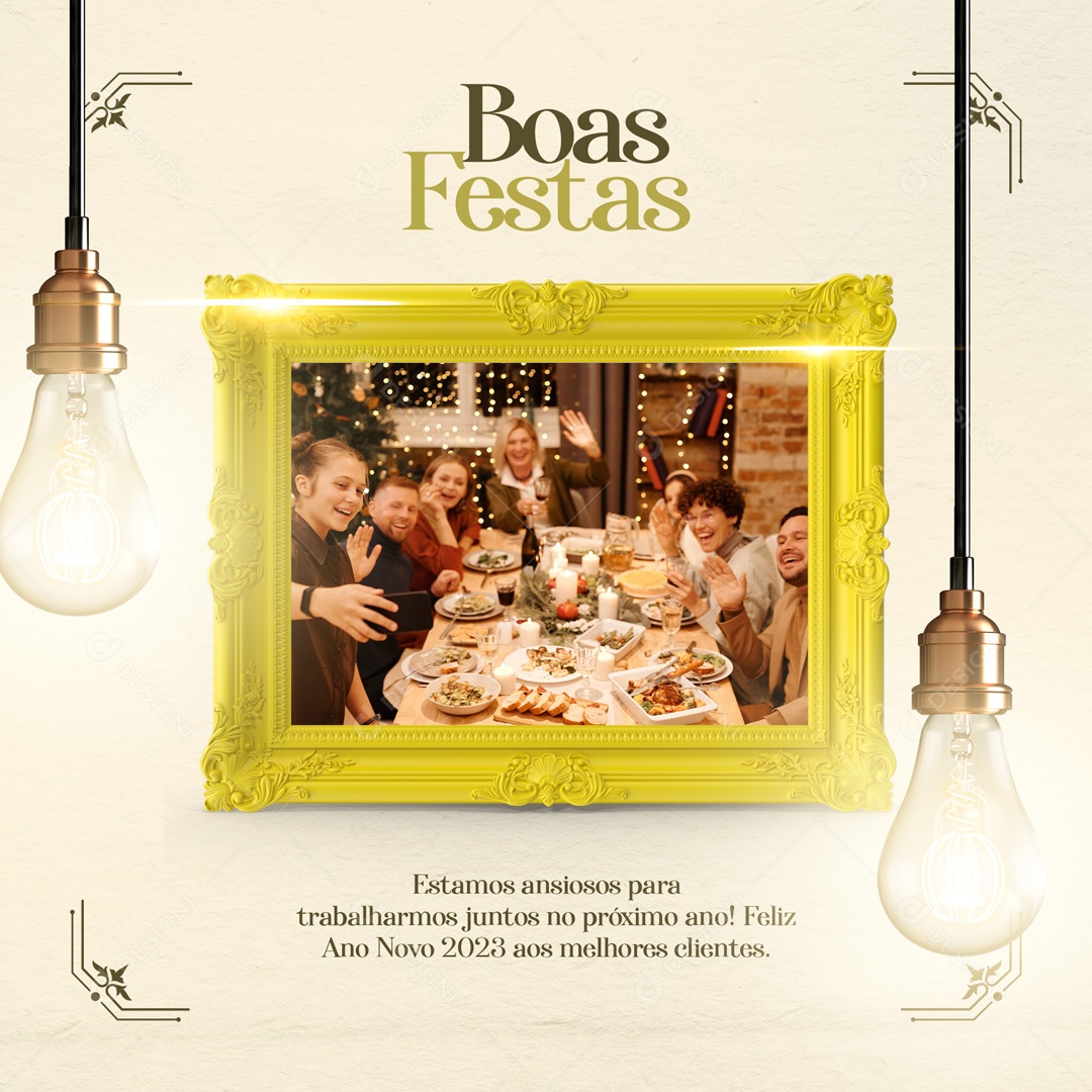 Boas Festas e Um Feliz Ano Novo 2023 Social Media PSD Editável