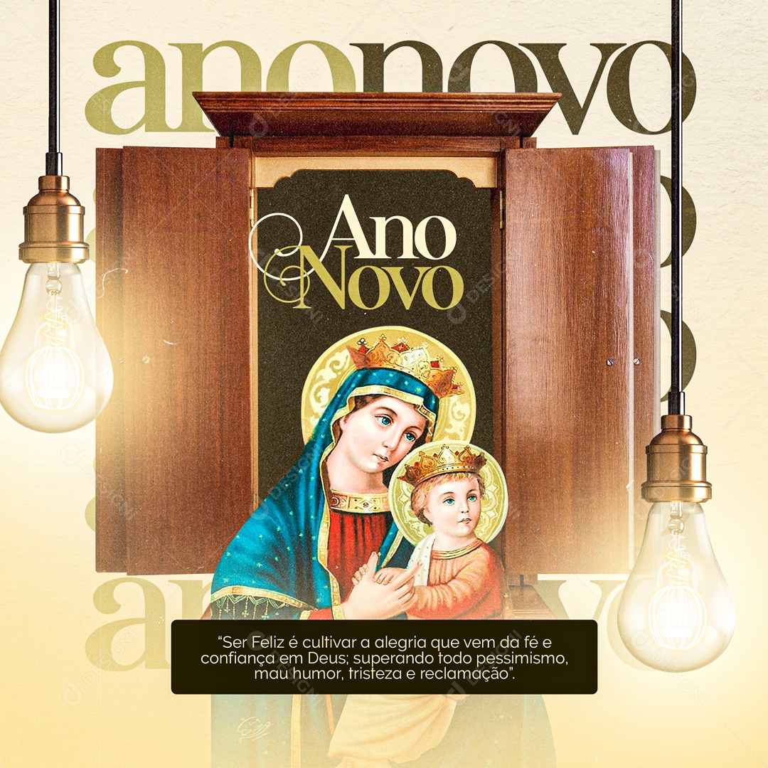 Ser Feliz é Cultivar a Alegria que vem da Fé e Confiança em Deus Feliz Ano Novo Social Media PSD Editável