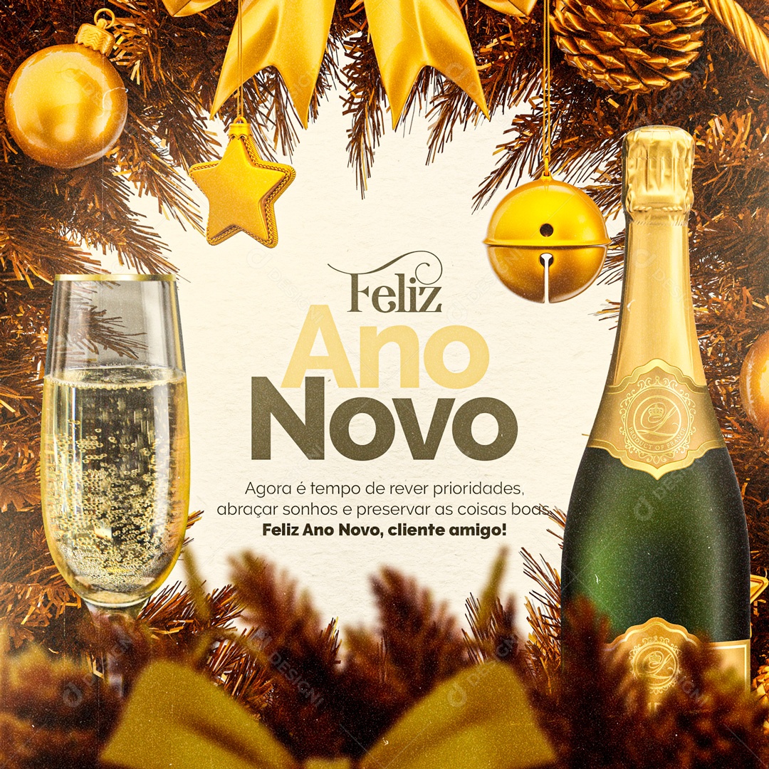 Feliz Ano Novo, Cliente Amigo! Social Media PSD Editável