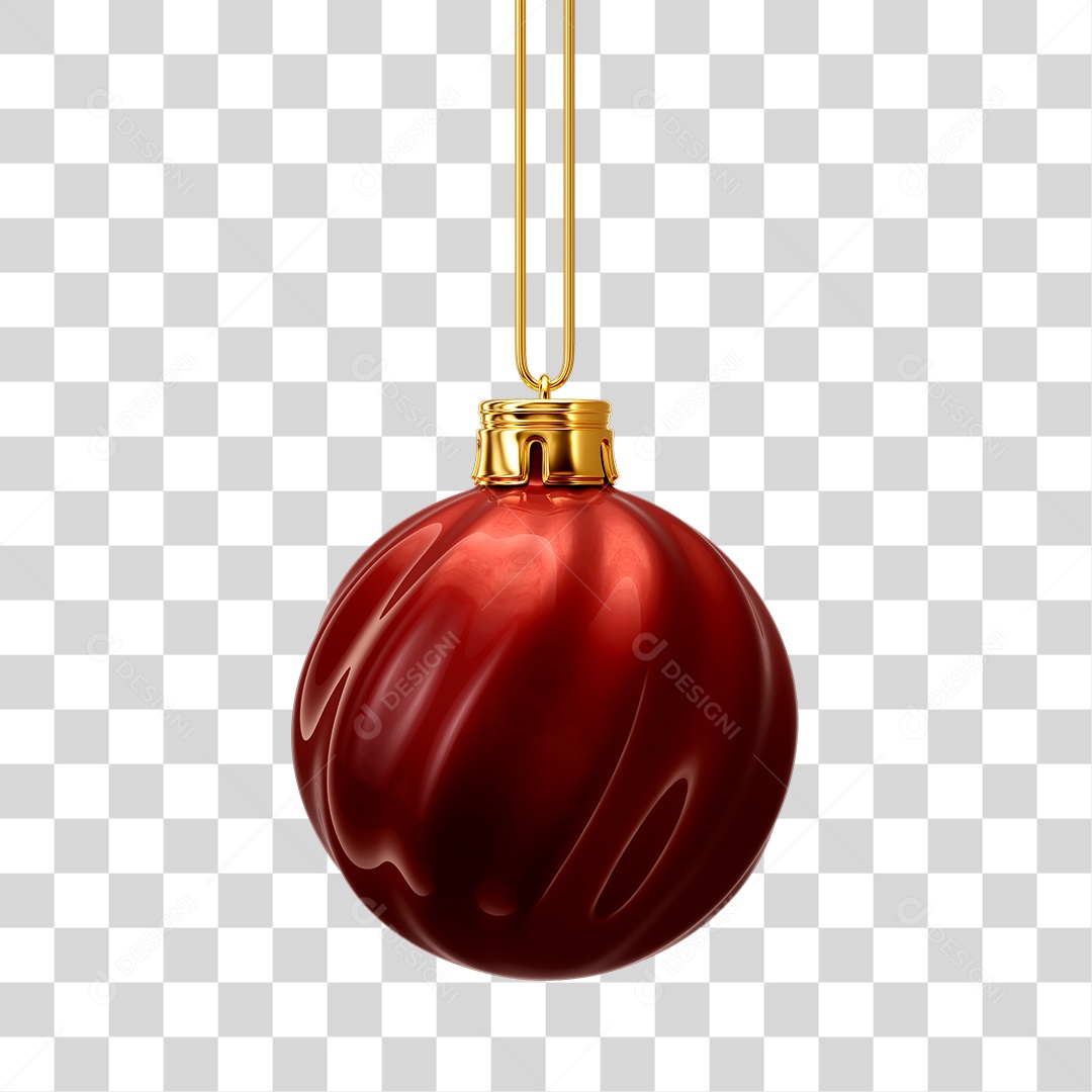 Elemento 3D Bola de Natal Vermelha PNG Transparente em Fundo