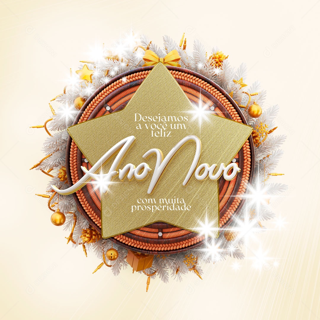 Desejamos a Você Um Feliz Ano Novo Social Media PSD Editável
