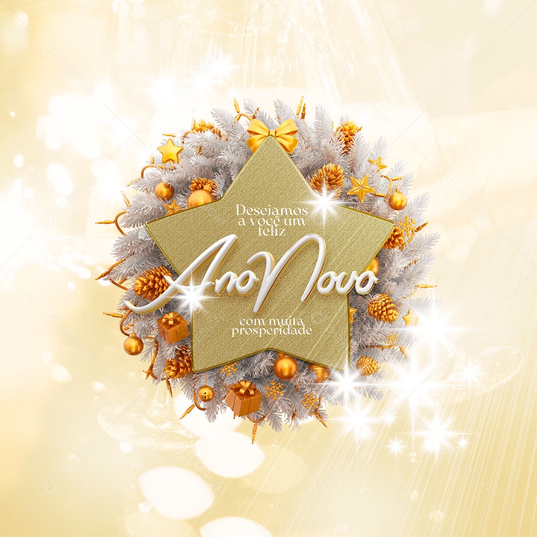 Desejamos a Você Um Feliz Ano Novo Social Media PSD Editável