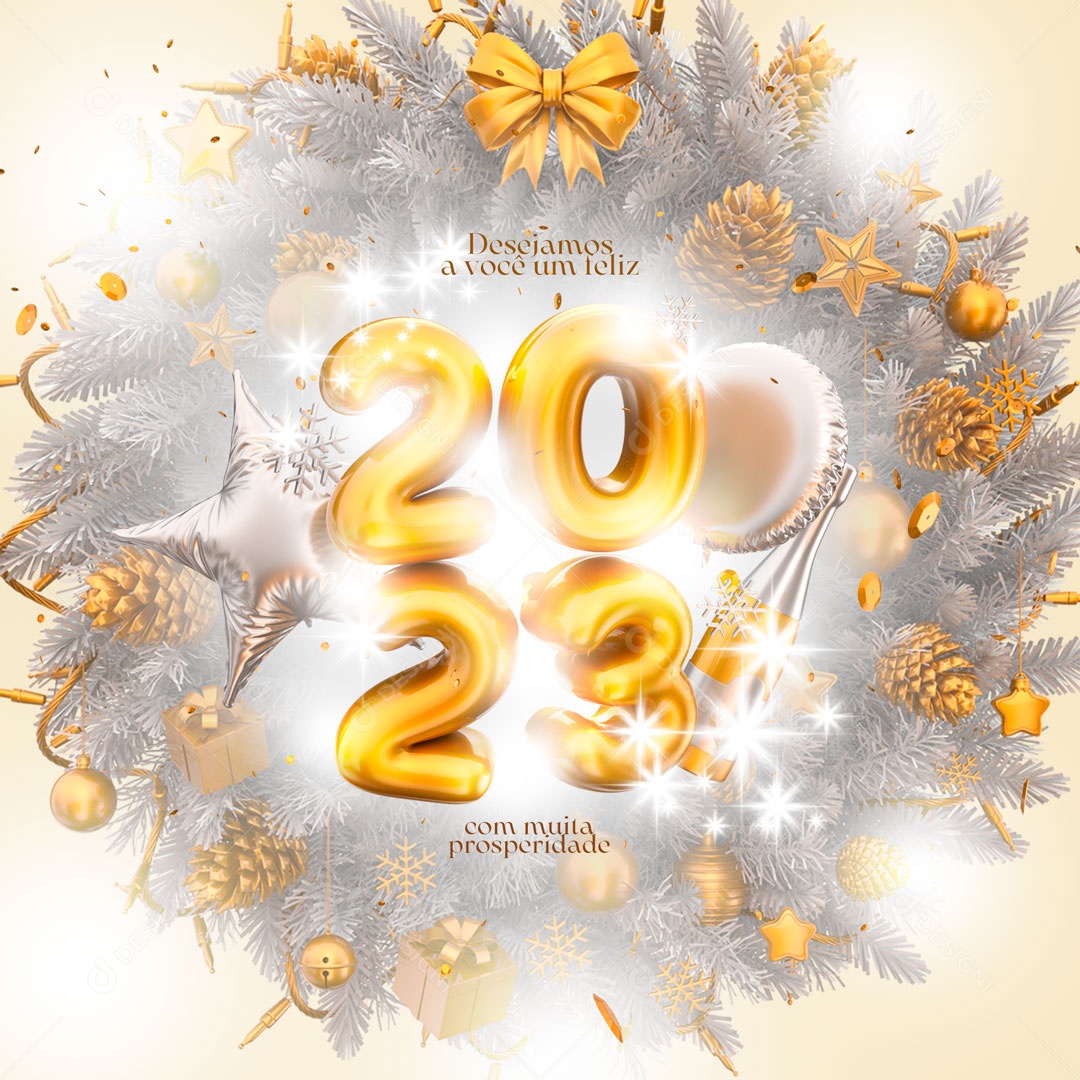 Desejamos a Você Um Feliz 2023 Social Media PSD Editável