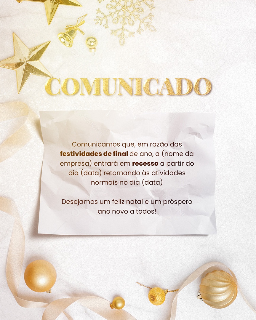 Comunicado Importante de Final de Ano Social Media PSD Editável