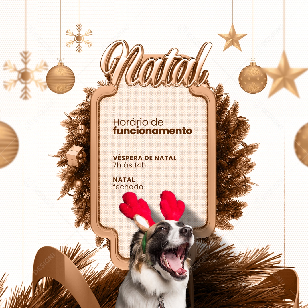 Horário de Funcionamento Véspera de Natal Social Media PSD Editável