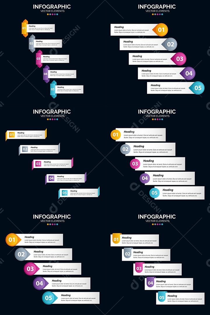 Conjunto de Infográficos Vetoriais Vetor EPS