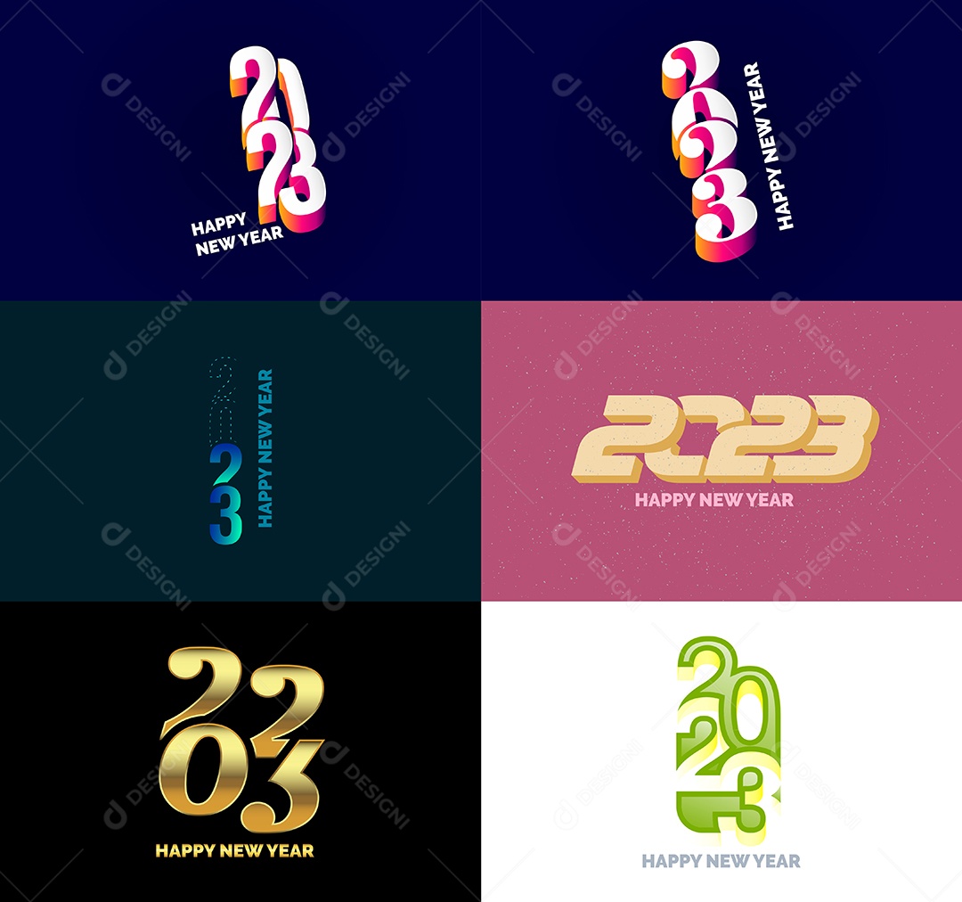 Símbolos de Feliz Novo Ano 2023 Vetores Vetor EPS