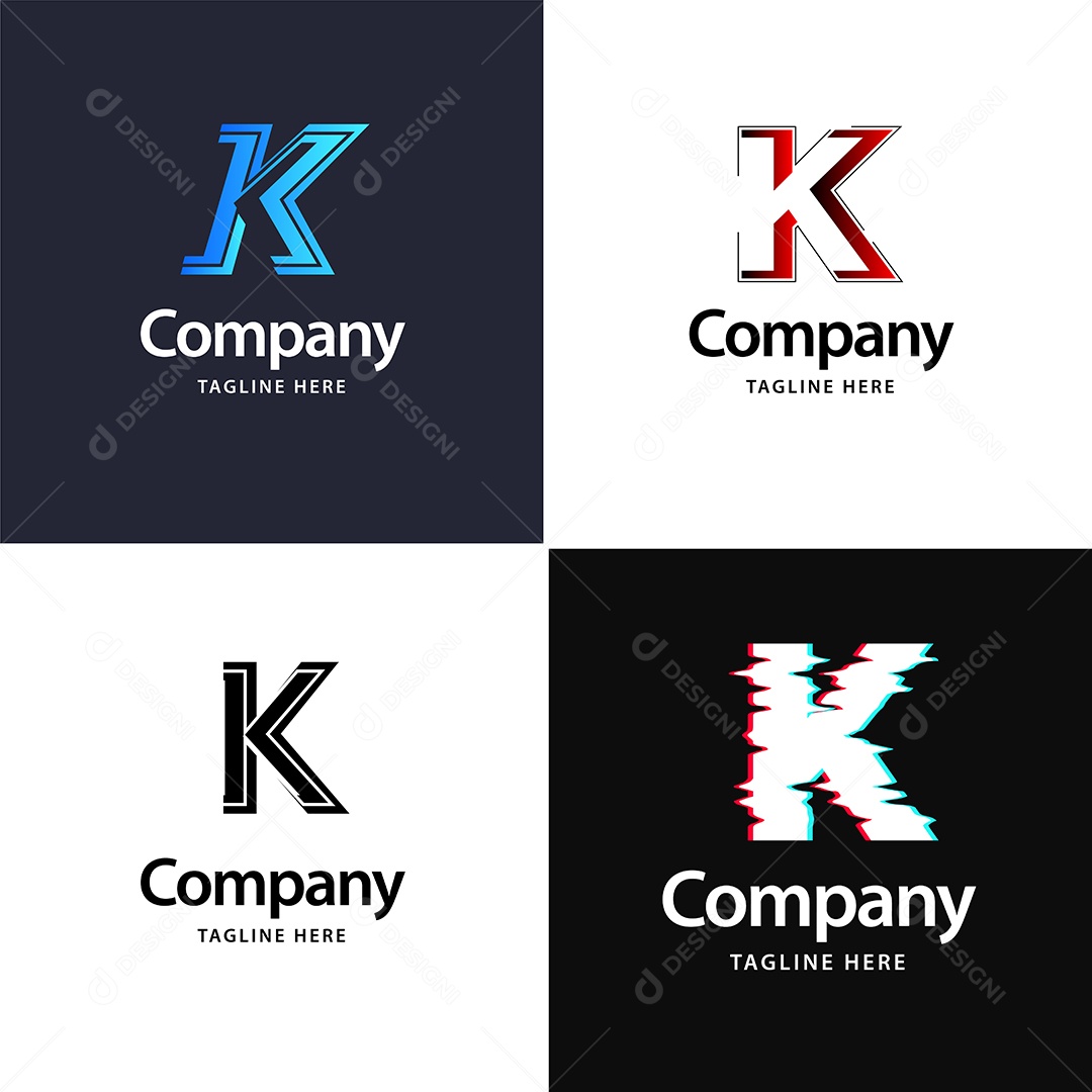Logo K Personalizada Logotipos Modernos AI Editável