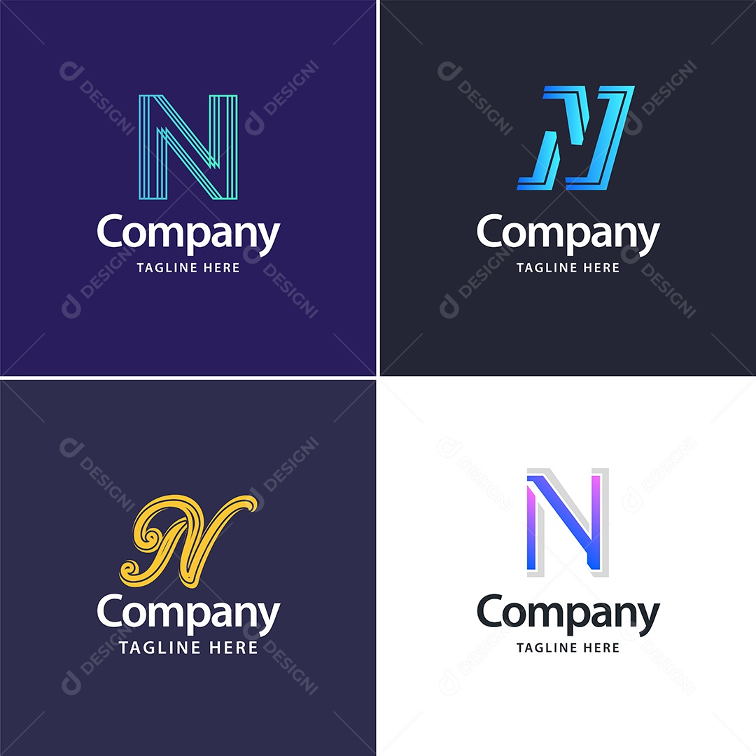 Logo N Personalizada Logotipos Modernos AI Editável