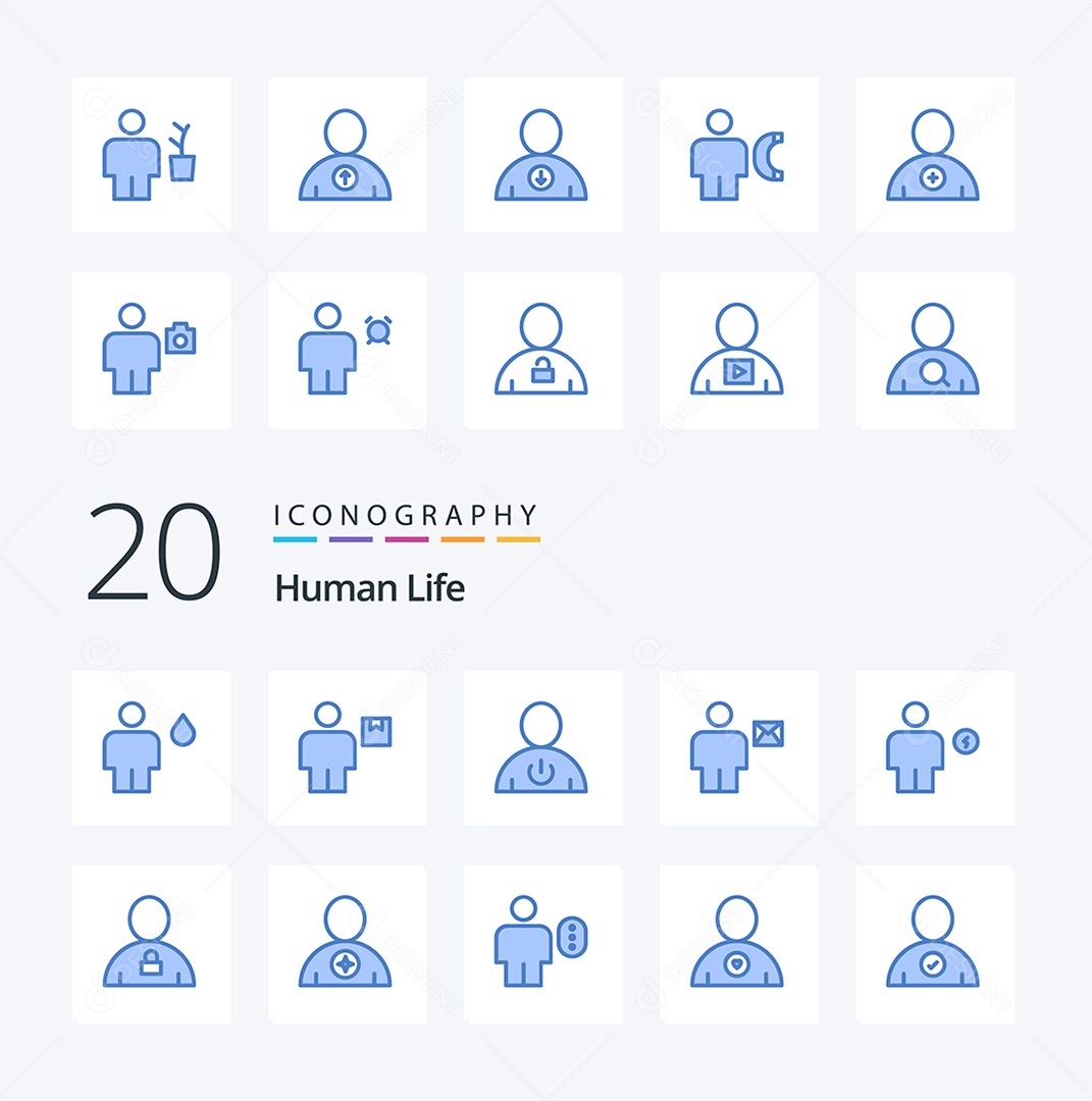 Pacote de Ícones e Elementos Vida Humana Diária Vetores EPS