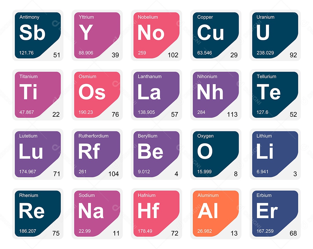 Tabela Periódica Colorida Ícones Vetor EPS