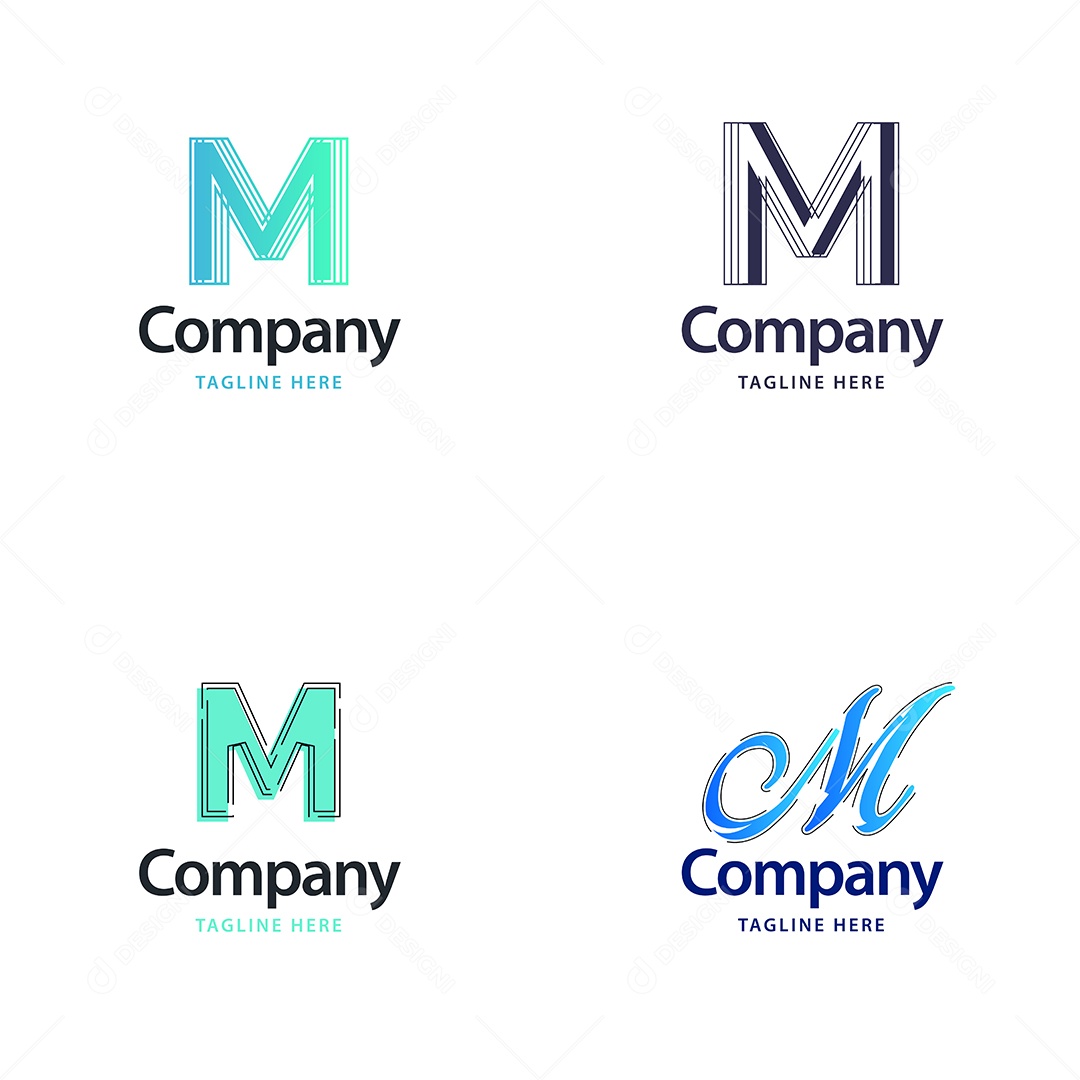 Logo M Personalizada Logotipos Modernos AI Editável