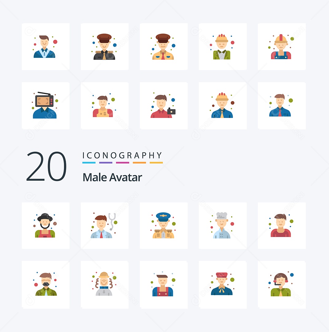 Pacote de Ícones e Elementos de Avatar Vetores EPS