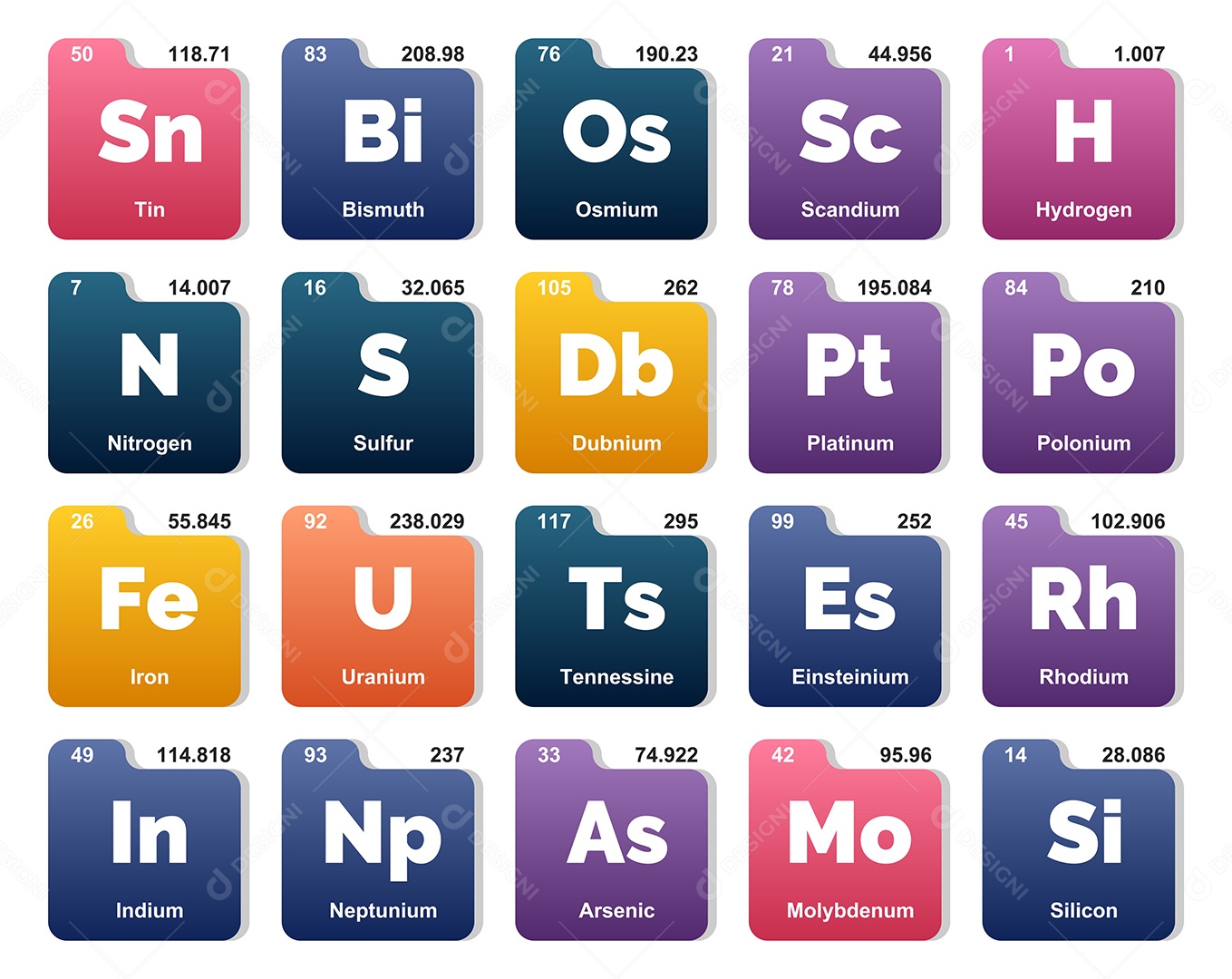 Tabela Periódica Colorida Ícones Vetor EPS