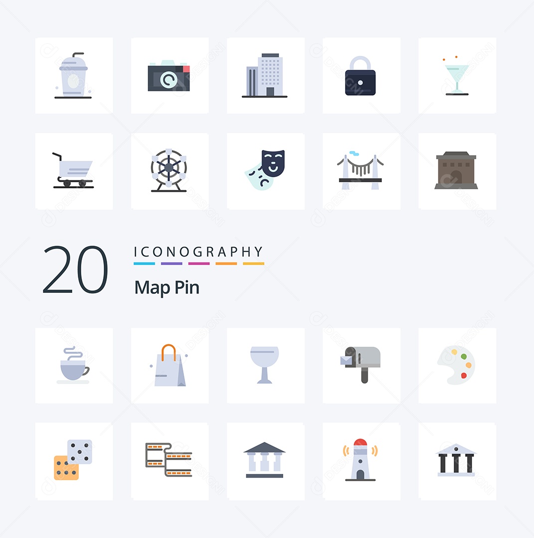 Pacote de Ícones e Elementos de Map Vetores EPS