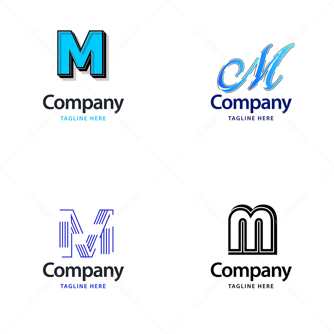Logo M Personalizada Logotipos Modernos AI Editável