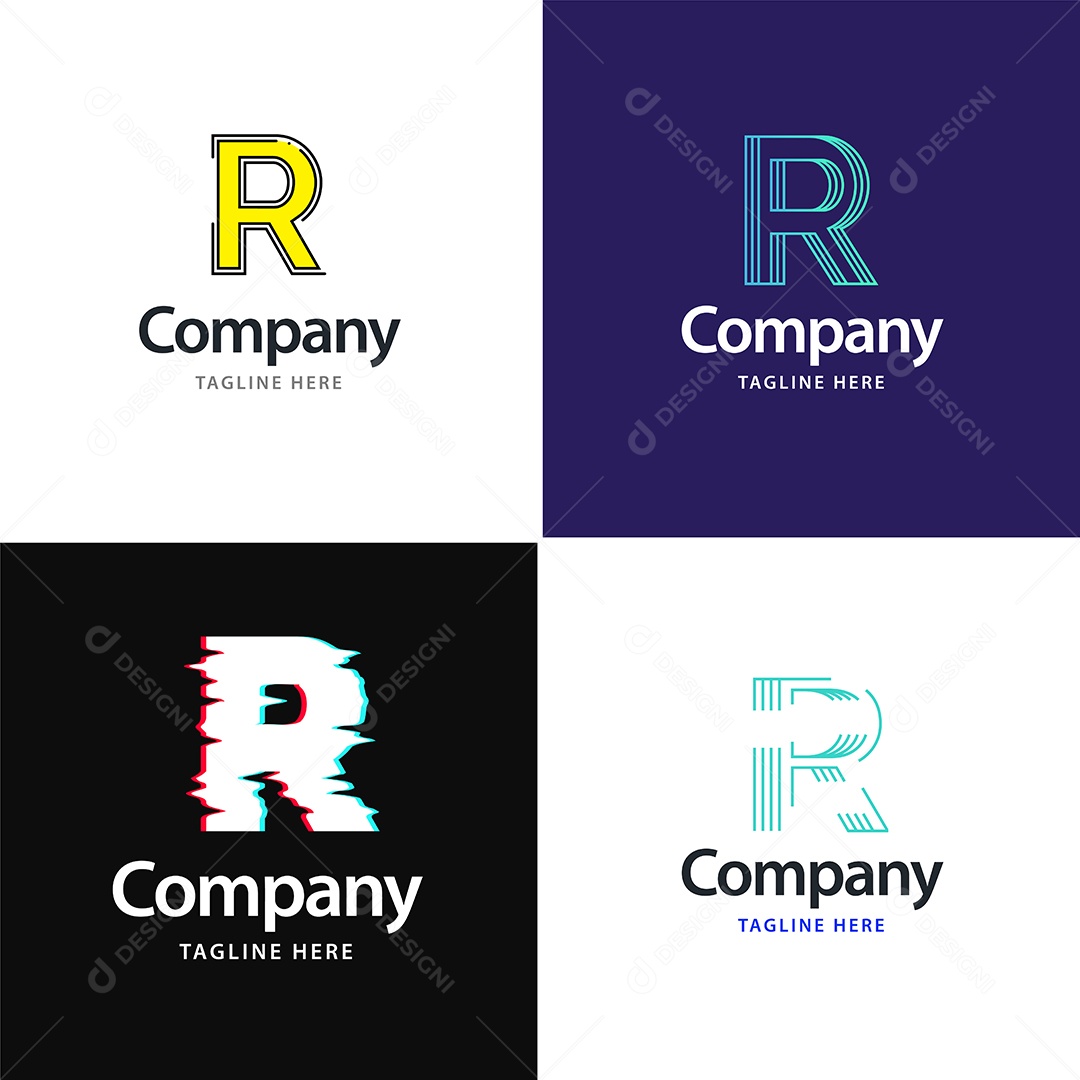 Logo R Personalizada Logotipos Modernos AI Editável