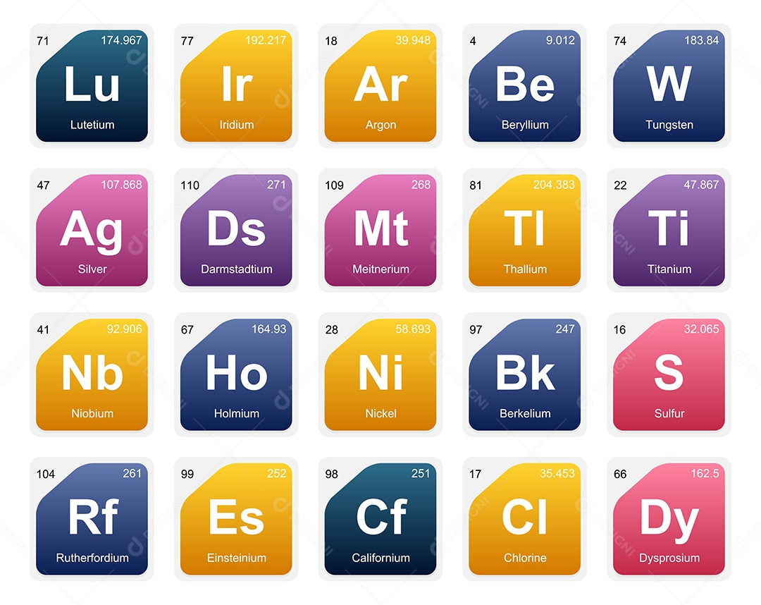 Tabela Periódica Colorida Ícones Vetor EPS