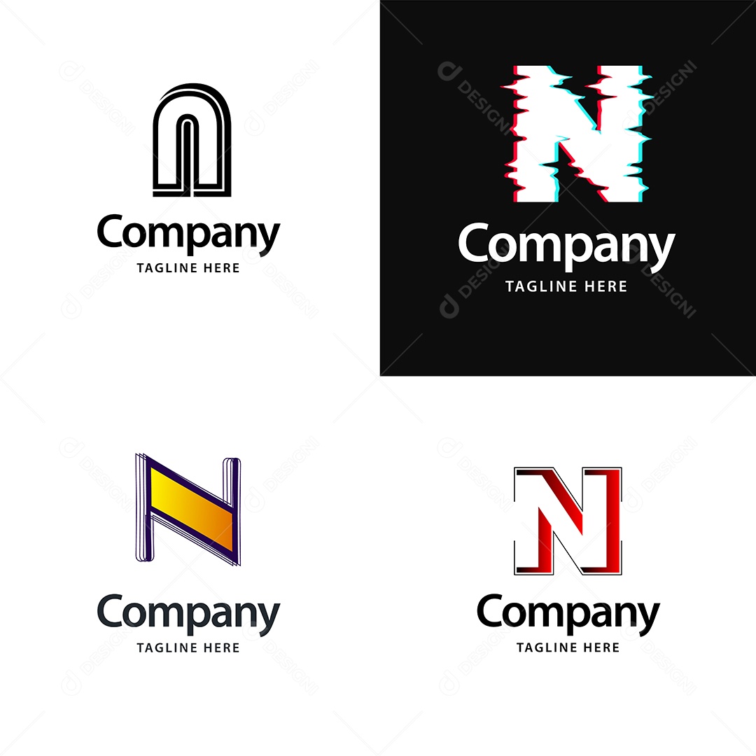 Logo N Personalizada Logotipos Modernos AI Editável