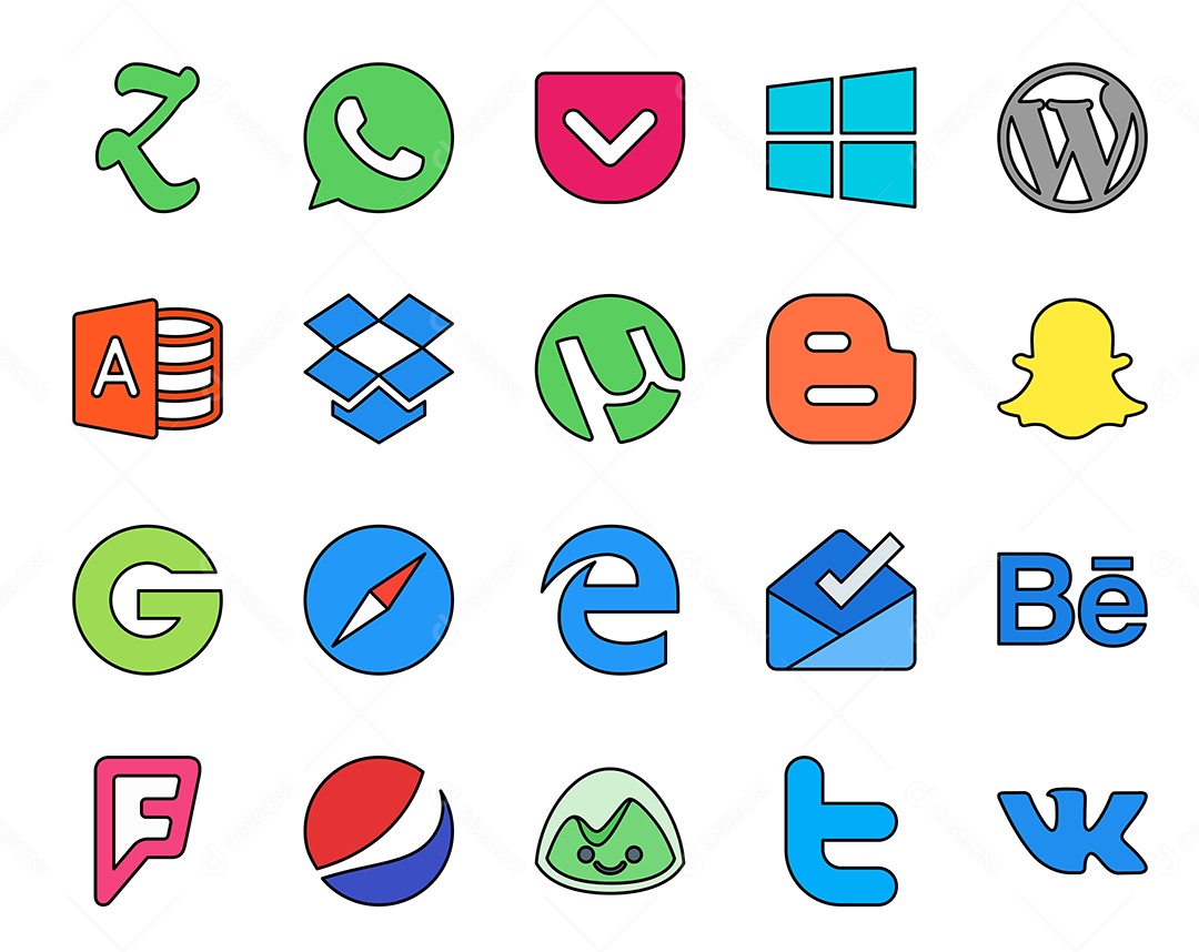 Pacote de Ícones Mídia Social Vetor EPS