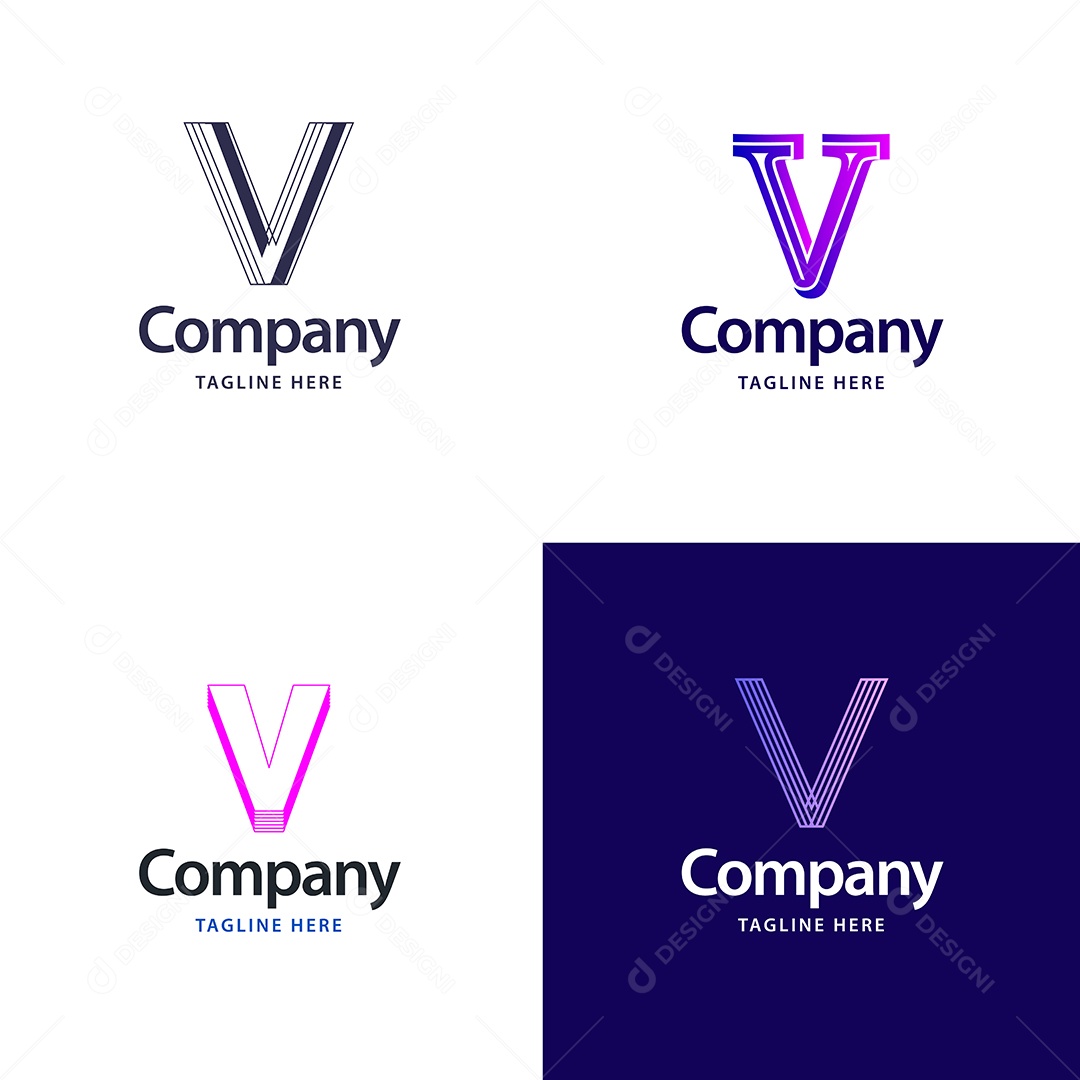 Logo V Personalizada Logotipos Modernos AI Editável