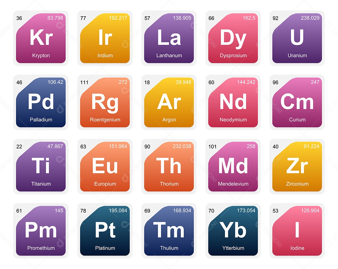 Tabela Periódica Colorida Ícones Vetor EPS